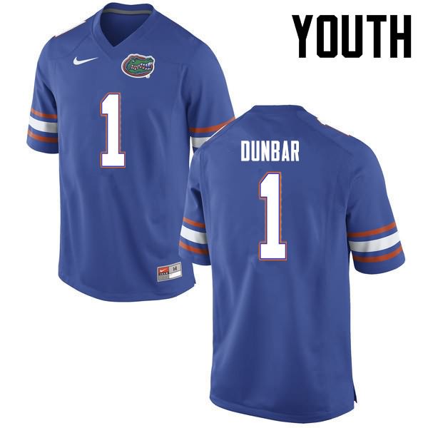 NCAA Florida Gators Quinton Dunbar Youth #1 Nike Blue Stitched Authentic College Football Jersey EBH3364YD